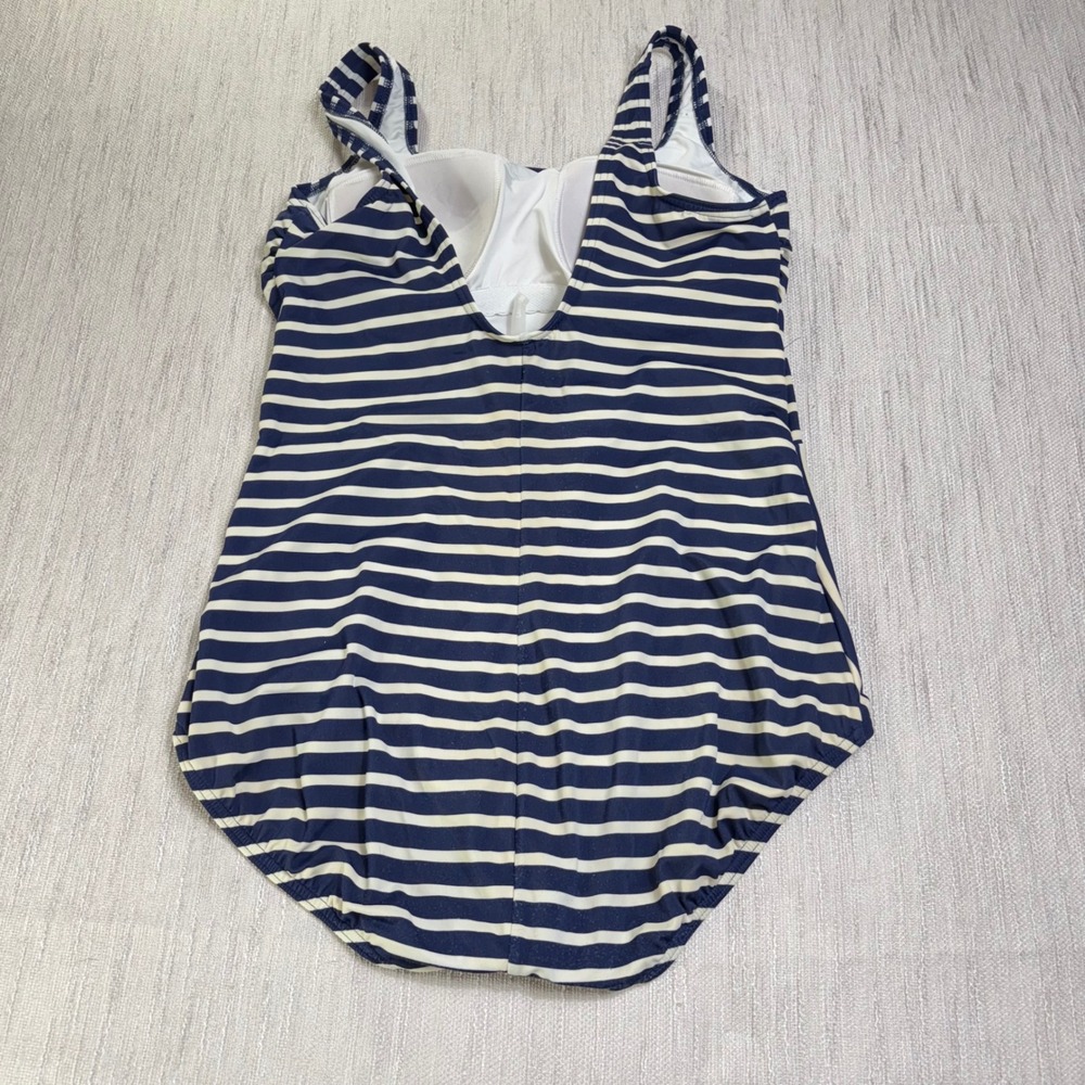 Lands End Womens Navy Blue White Striped One Piece Swimsuit Size 14 Nautical - Picture 11 of 11
